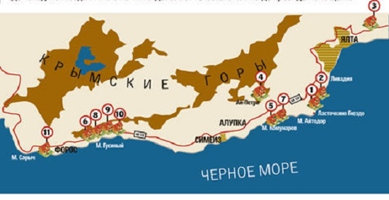 Фото: Карта расположения госдач на Крымском полуострове