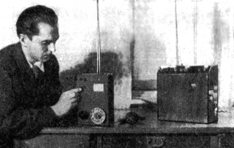 Фото: Первый мобильник Куприяновича. ("Наука и жизнь, 8, 1957 г."). Справа - базовая станция