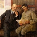 В. И. Ленин и И. В. Сталин за беседой (художник П. Васильев, 1940-е)