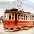 Старый советский трамвай переданный Севастополем в Евпаторию после войны.