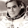 Герой Советского Союза космонавт Василий Лазарев, летавший на корабле Союз 18-1. 1985 год