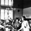 Офицеры Красной Армии за обедом в столовой 