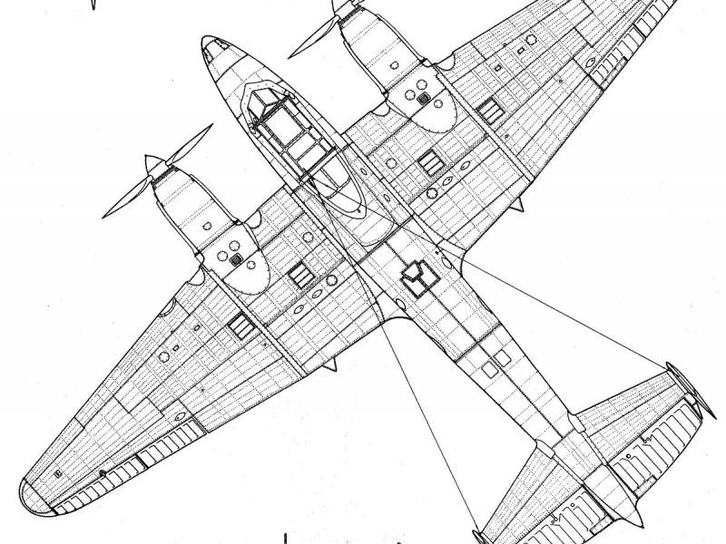 Фото: Схема самолета ПЕ-2, 1940 год