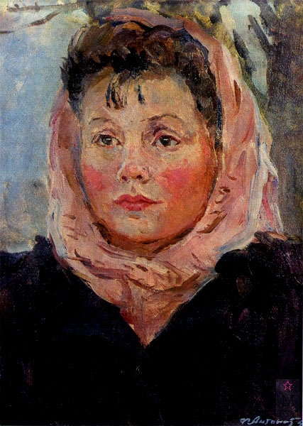 Фото: Федор Антонов. В розовом платке. 1946.  Государственная Третьяковская галерея