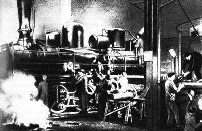 Фото: Первый коммунистический субботник в депо Москва-Сортировочная Московско-Казанской железной дороги 12 апреля 1919 года.
