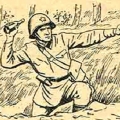 Советский боец бросает коктейль Молотова