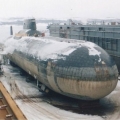 Длина  советской подлодки Акула - 172 метра, высота- 25м, ширина - 23 м. 1985 год