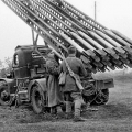 Легендарная ракетная установка времен ВОВ Катюша, 1941 год