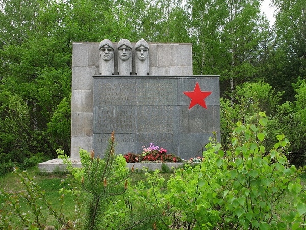 Фото: Стела на месте гибели летчиков под Ленинградом, повторивших в июле 1942 г. подвиг Н. Гастелло