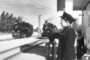 Фото: стрелочник Гуров провожает поезд со станции Озерная