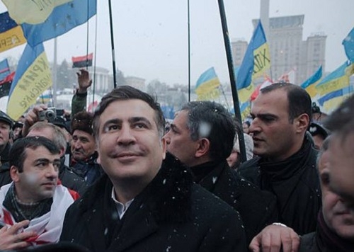 Фото: Саакашвили на Майдане в Киеве, 2014 год