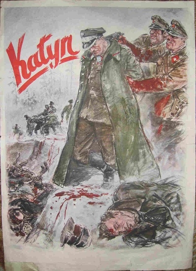 Фото: Польский плакат о катынском расстреле, 1990 год