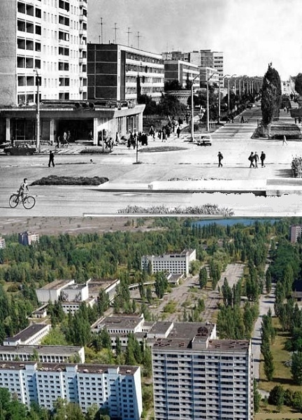 Фото: Припять до и после Чернобыльской аварии