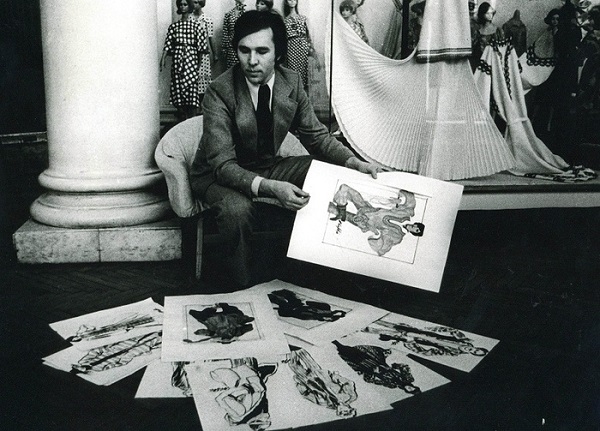 Фото: Вячеслав Зайцев за разработкой моделей одежды в ОДМО, 1975 год