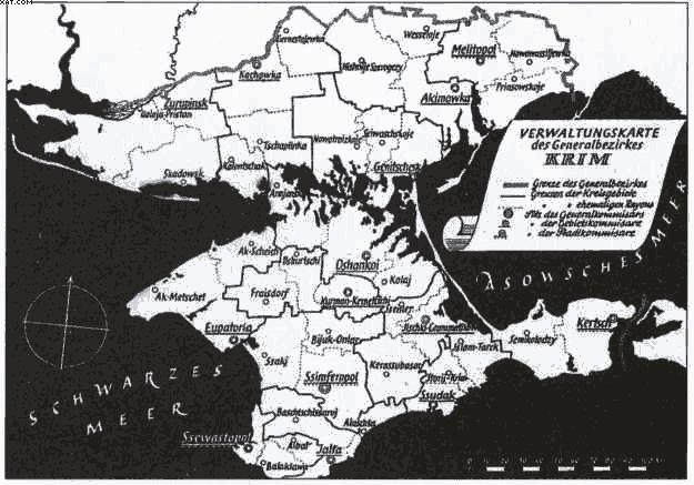 Фото: Карта административно-территориального устройства генерального округа «Крым» по состоянию на 1 сентября 1941 г.