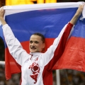 Светлана Хоркина с российским флагом